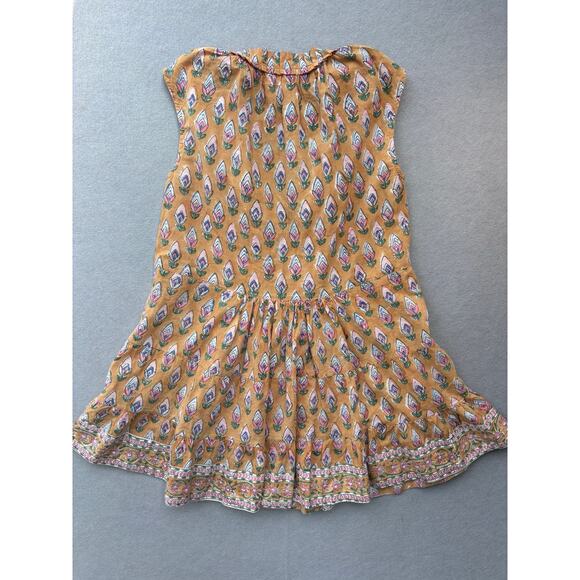 SLV Sur La Vague Cap Sleeve Mini Tulip Print Dress Pink Tassel Ruffle Neck SZ P - Picture 3 of 9